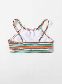 Toddler Girls Striped Print Bikini Top - Multicolor - View 2