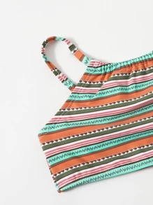 Toddler Girls Striped Print Bikini Top - Multicolor - View 3