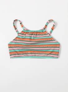 Toddler Girls Striped Print Bikini Top - Multicolor - View 5