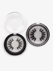 Homaylash 充分假睫毛1對人造貂皮睫毛自然纖長假睫毛禮品適合女士和女孩 - 黑色 - 查看 2