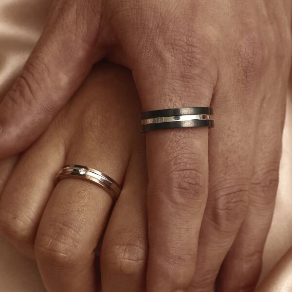

2pcs Stainless Steel Ring, Multicolor