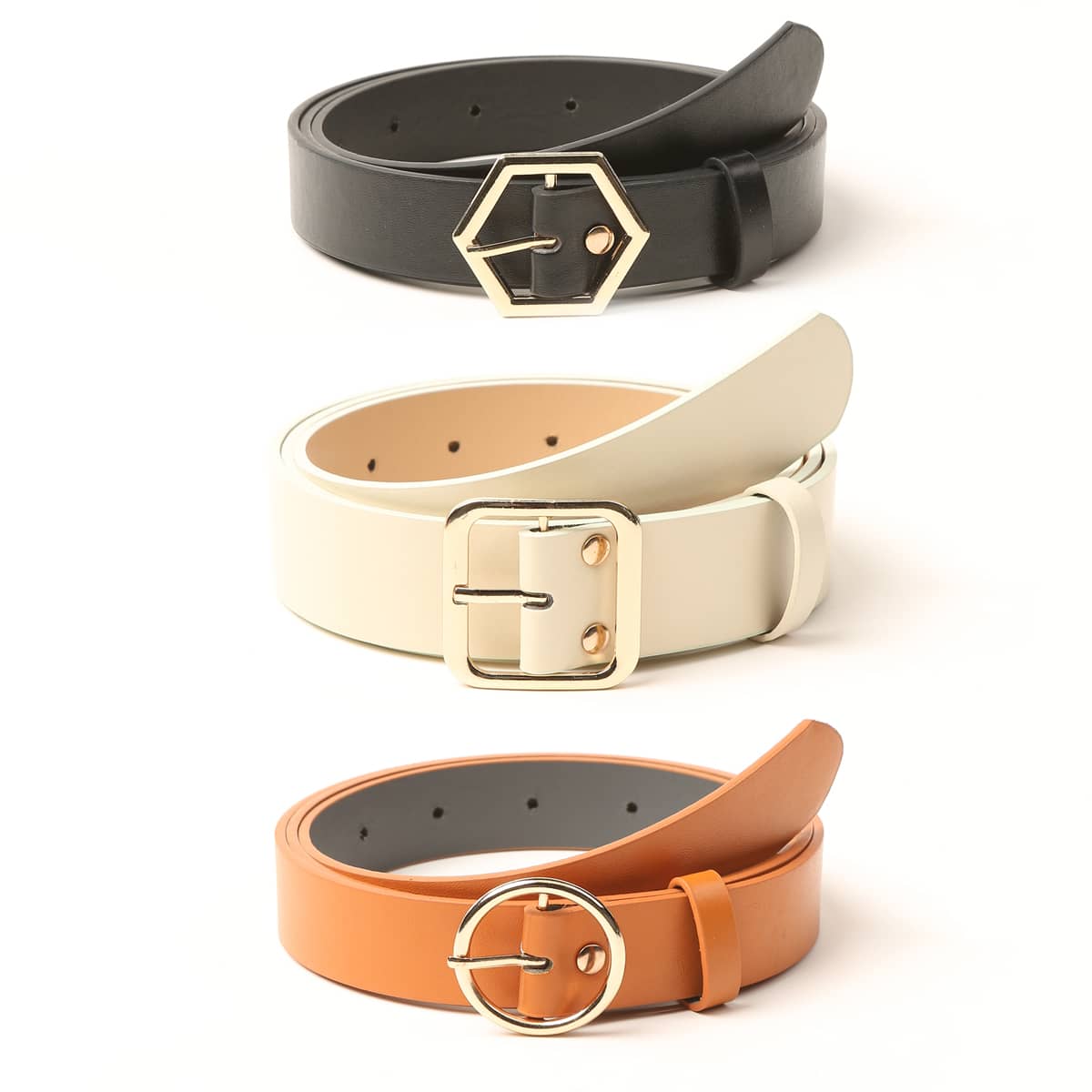 

135CM 3pcs Metal Buckle Plus Size Belt, Multicolor