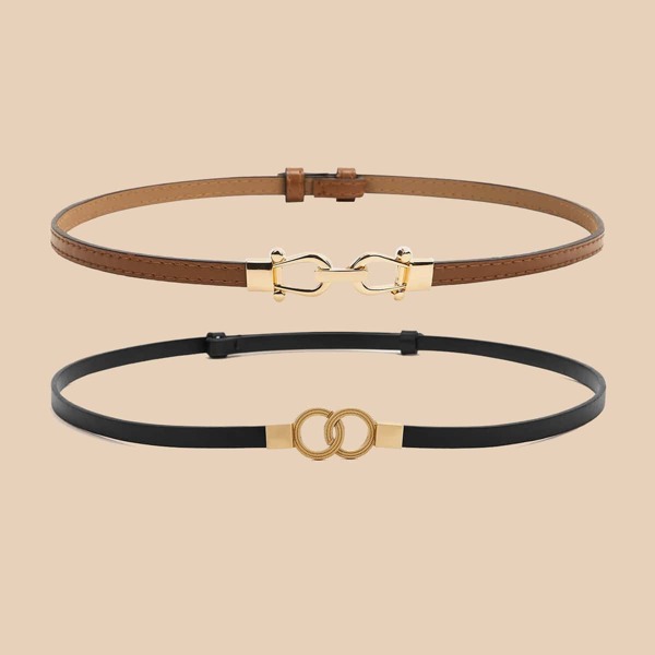 

135CM 2pcs Metal Buckle Plus Size Belt, Multicolor