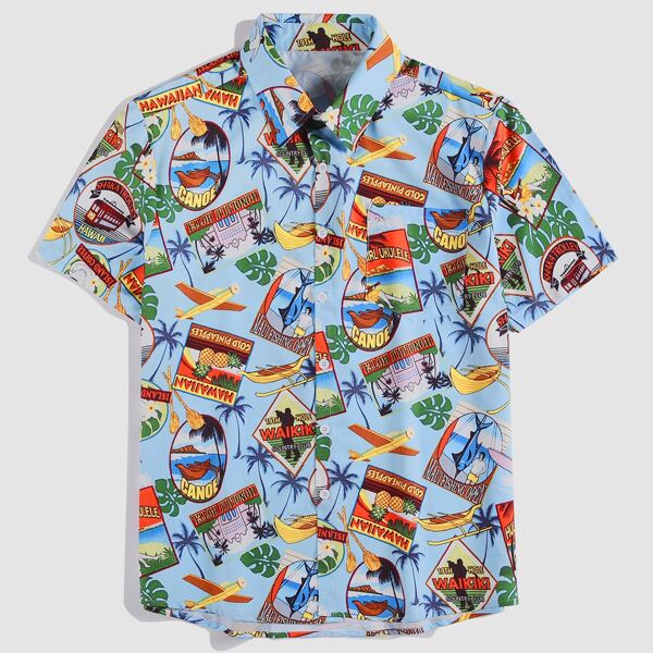 

Men Allover Tropical Print Shirt, Multicolor