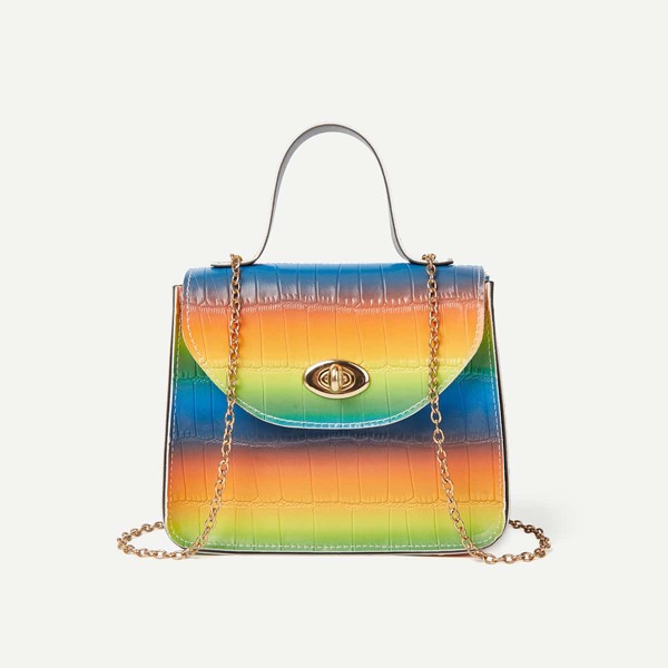 

Ombre Twist Lock Flap Chain Bag, Multicolor