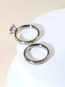 2 件哑光金色女士戒指，适合日常佩戴 - 銀色 - 查看 3