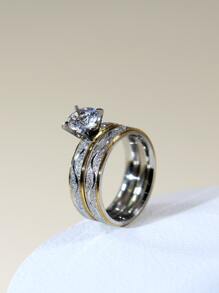 2 件哑光金色女士戒指，适合日常佩戴 - 銀色 - 查看 4