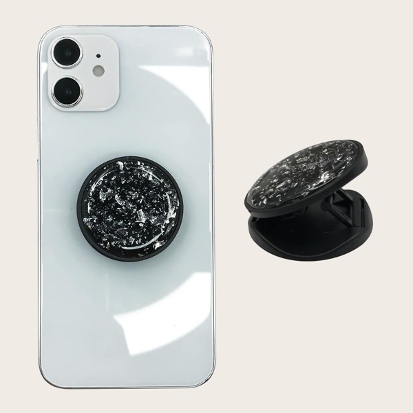 

Silver Foil Stand-Out Phone Grip, Black
