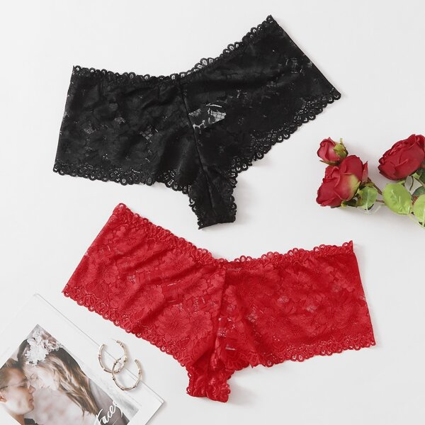 

2pack Plus Floral Lace Panty Set, Multicolor
