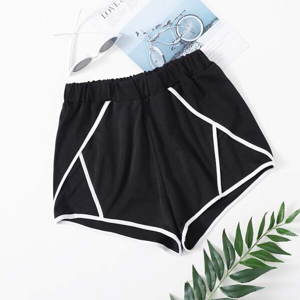 

Contrast Binding Track Shorts, Black