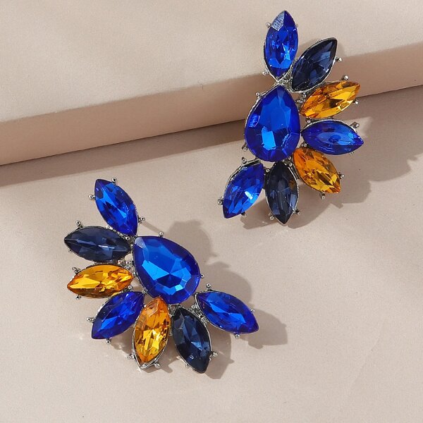 

Gemstone Decor Stud Earrings, Blue