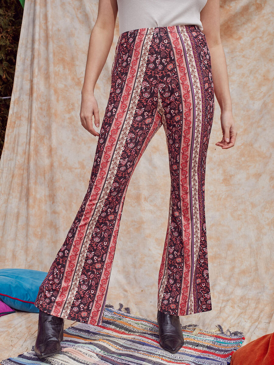 SHEIN 大碼印花喇叭褲 - 彩色 - 查看 1