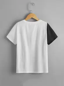 SHEIN Leap Crew Tween Boy Wild Goose Print Tee - Black and White - View 2