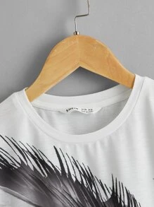 SHEIN Leap Crew Tween Boy Wild Goose Print Tee - Black and White - View 4