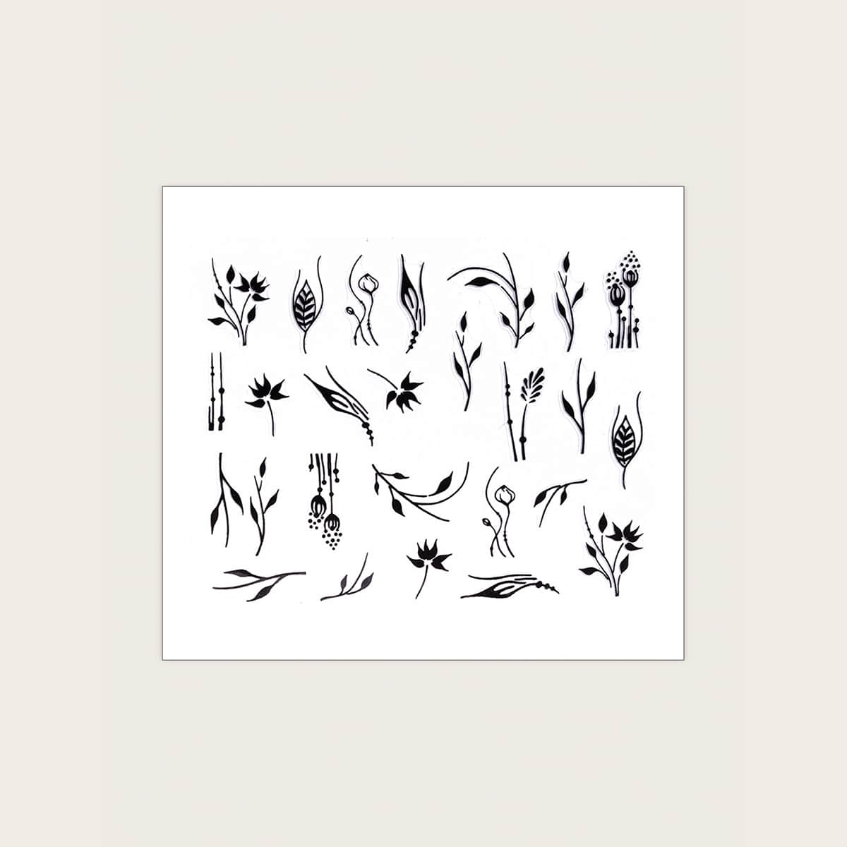 

1sheet Flower Pattern Nail Art Sticker, Black