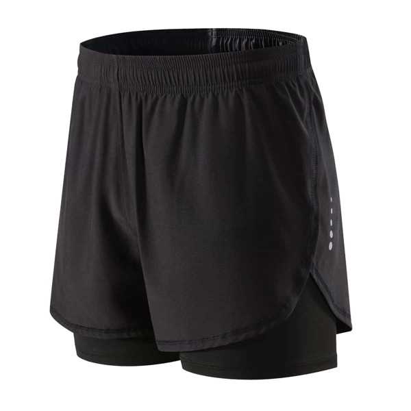 

Men 2 In 1 Drawstring Waist Sports Shorts, Black