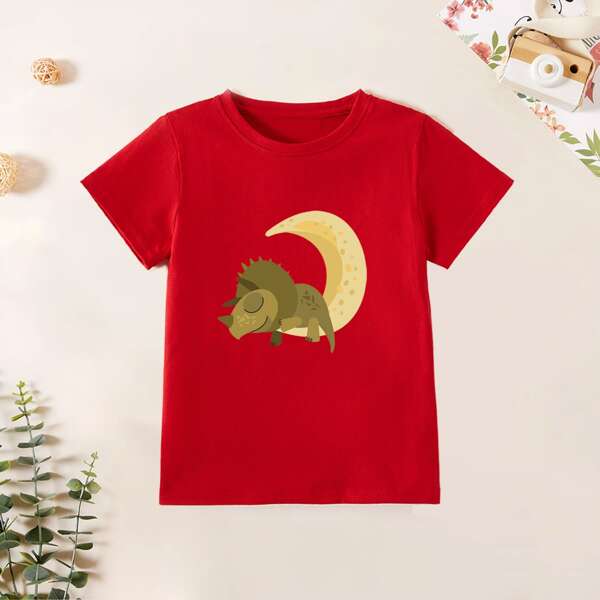 

Boys Cartoon Animal Graphic Tee, Red