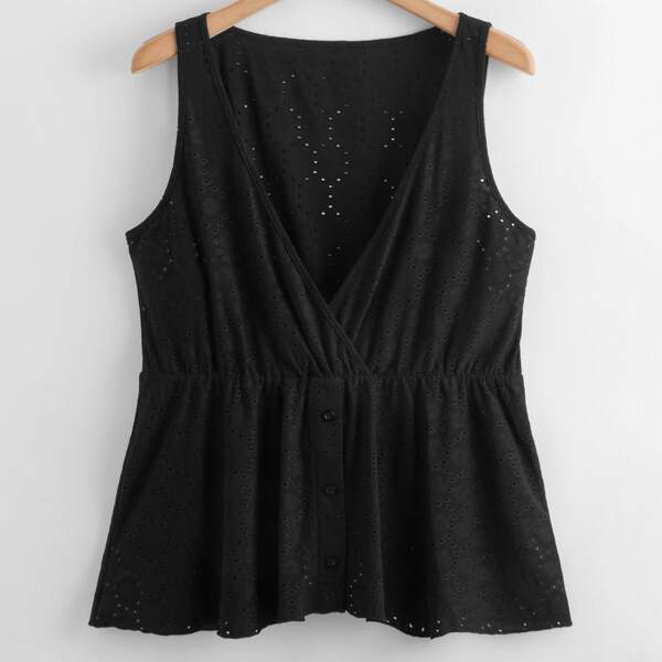 

Plus Schiffy Deep V Neck Tank Top, Black
