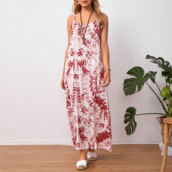 

All Over Print Cami Dress, Red and white