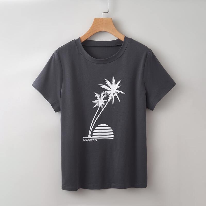 

Letter Tropical Graphic Tee, Dark grey