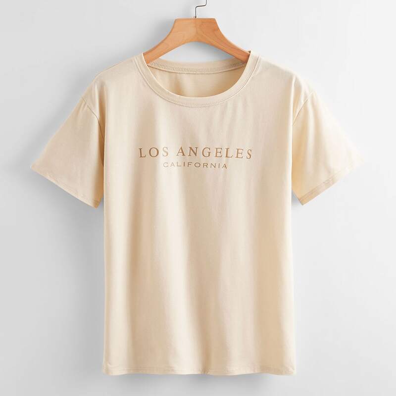 

Letter Drop Shoulder Tee, Beige