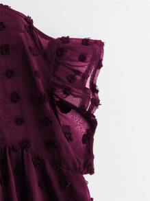 Áo sơ mi Plus Size Xù màu trơn Giải trí - Màu Tím - Xem 3