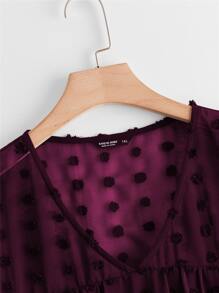 Áo sơ mi Plus Size Xù màu trơn Giải trí - Màu Tím - Xem 4