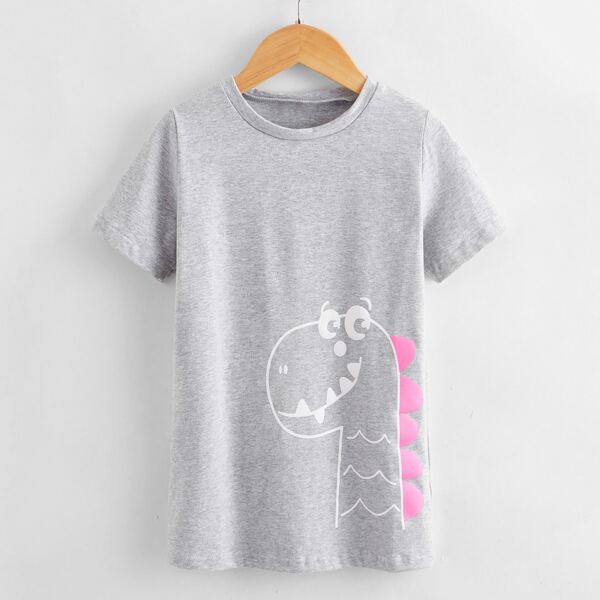 

Toddler Girls Cartoon Graphic Tee Dress, Grey