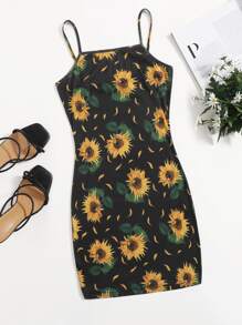 SHEIN Đầm Gân đan Hoa Boho - Nhiều màu - Xem 1