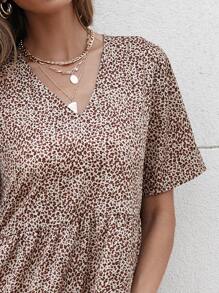 Breezaya Vestido De Corte Holgado Con Estampado De Leopardo Y Borde De Volante - Multicolor - Ver 6
