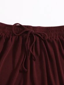 SHEIN EZwear 結飾素色短褲 - 紫紅色 - 查看 4