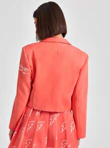 ROPES Blazer con estampado de letra con abertura delantera - Rosado Sandía - Ver 2