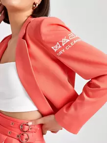 ROPES Blazer con estampado de letra con abertura delantera - Rosado Sandía - Ver 5