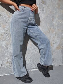 SHEIN EZwear Plus High Waist Wide Leg Jeans