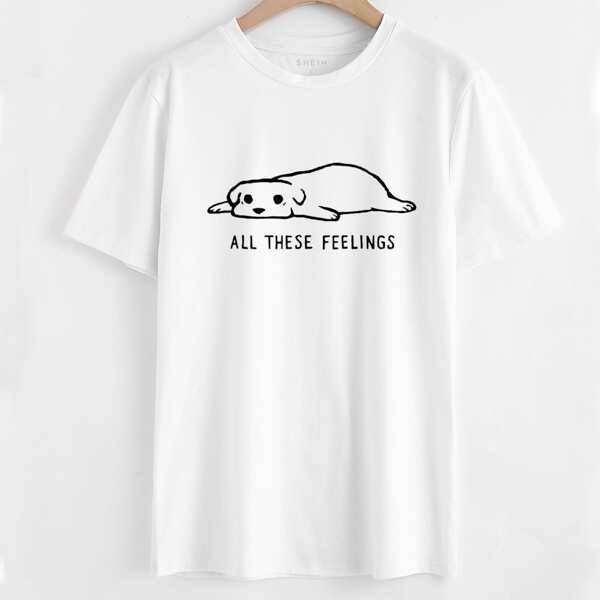

Letter And Dog Print Tee, White
