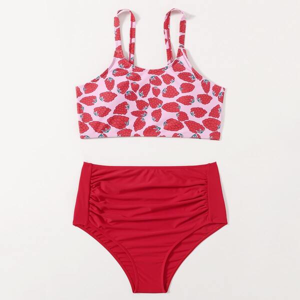 

Maternity Fruit Print High Waisted Bikini Swimsuit, Multicolor