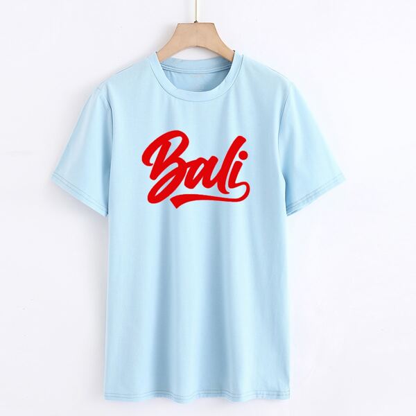 

Letter Graphic Round Neck Tee, Baby blue