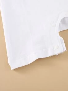 Peninsula Baby 女婴字母圖案連身短褲 - 白色 - 查看 7