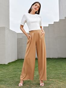 KES Fold Pleated Tie Back Top - White - View 5