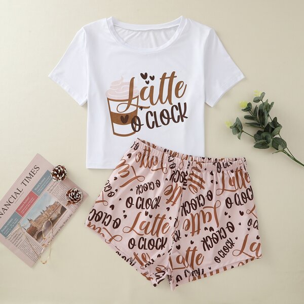 

Plus Heart & Letter Graphic PJ Set, Multicolor