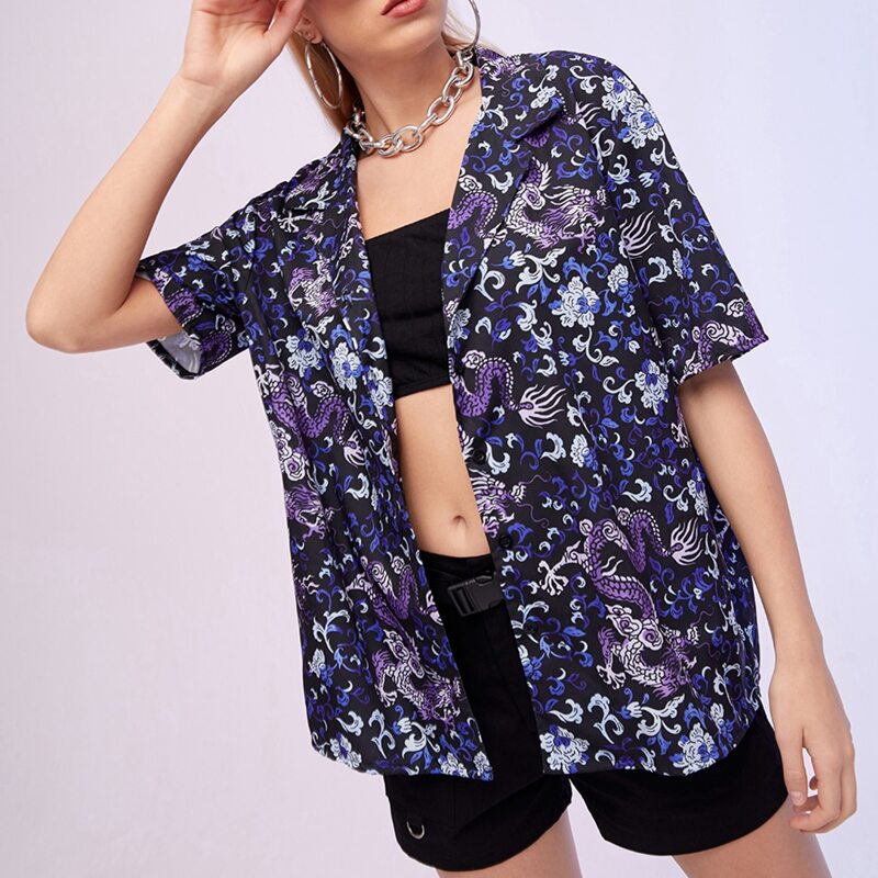 

Chinese Dragon Oversized Shirt, Multicolor