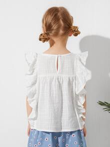 SHEIN Blusas para niña pequeña Botón Liso Dulce - Blanco - Ver 2