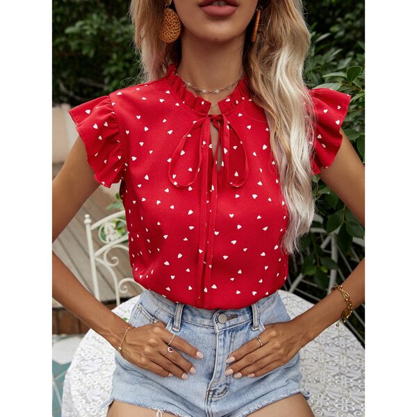 

Confetti Heart Tie Neck Bodysuit, Burgundy