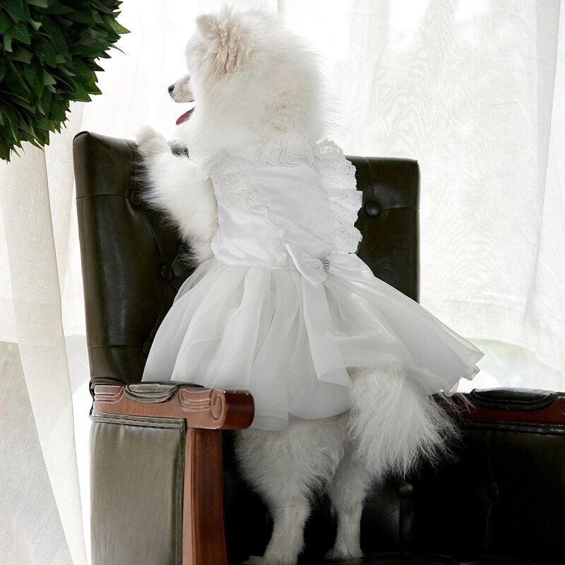 

Bow Decor Pet Wedding Dress, White