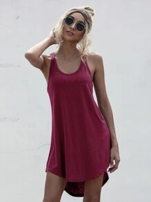 Vestido tank irregular de espalda nadador - Burdeos - Ver 1