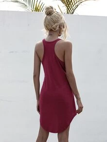 Vestido tank irregular de espalda nadador - Burdeos - Ver 2