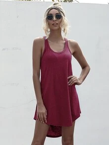 Vestido tank irregular de espalda nadador - Burdeos - Ver 3