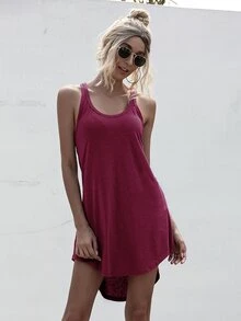 Vestido tank irregular de espalda nadador - Burdeos - Ver 4