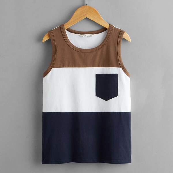 

Boys Pocket Front Colorblock Tank Top, Multicolor