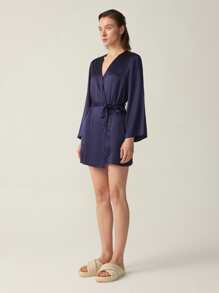 MOTF PREMIUM SILK BELTED GRADE 6A 22MM NIGHT ROBE - Navy Blue - View 11